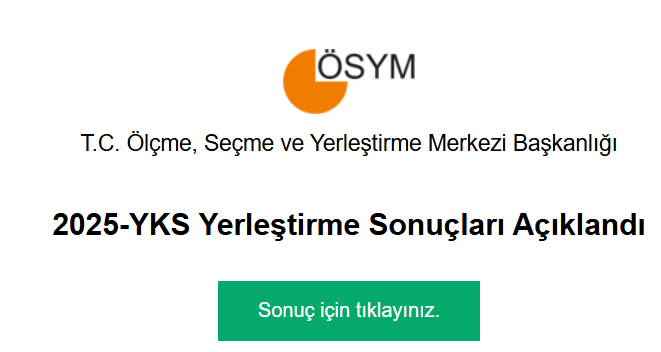 2025-YKS Yerleştirme Sonuçları Açıklandı